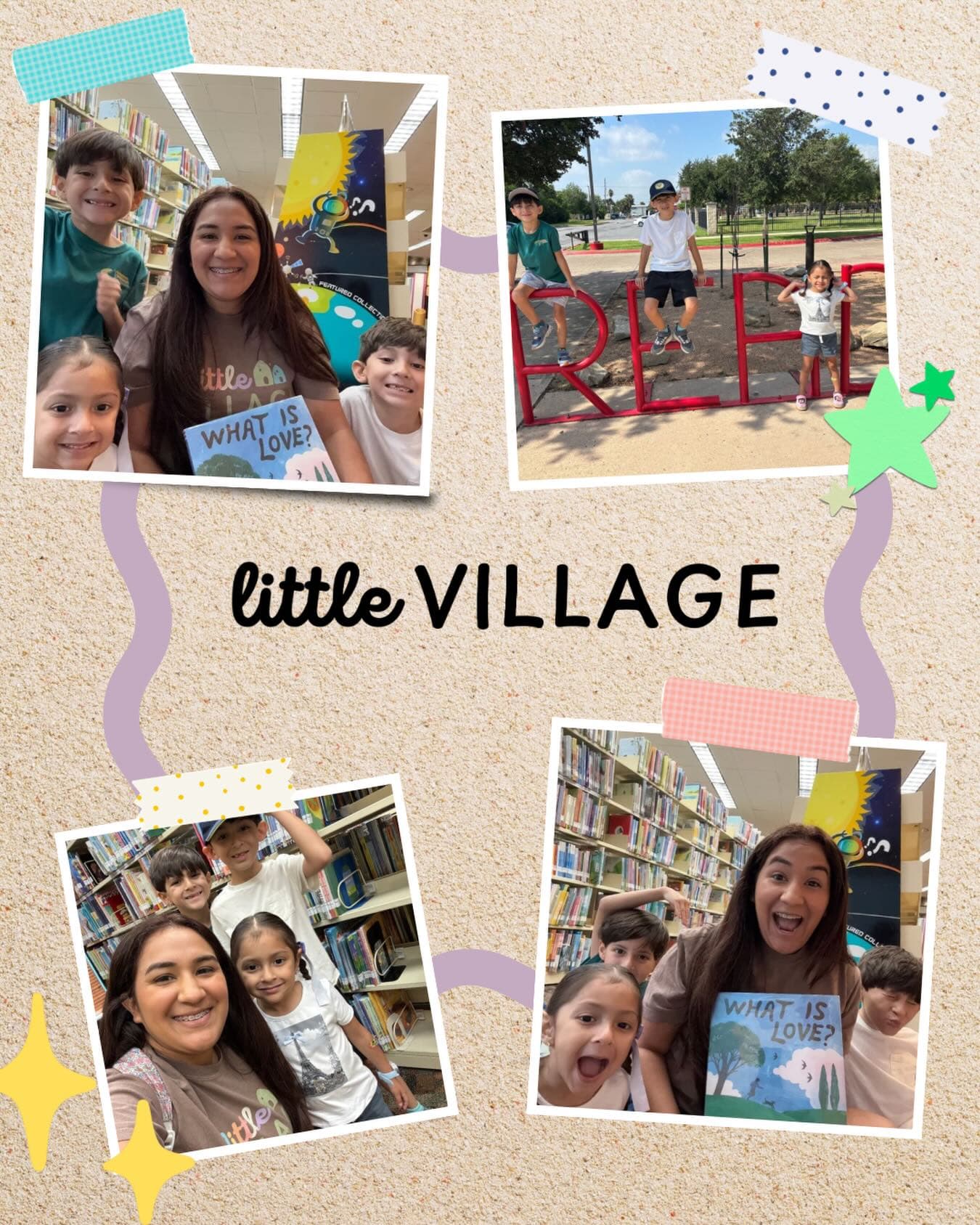 Children and adults in the library.